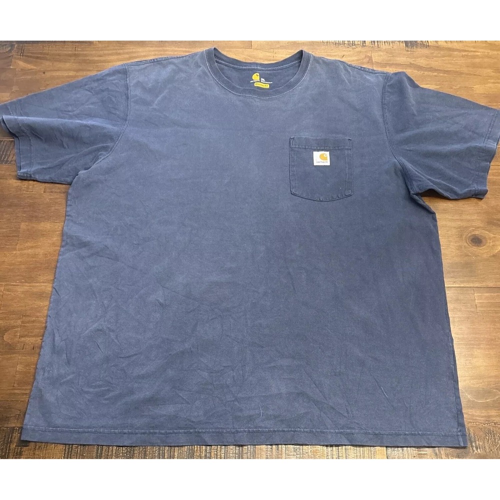 Carhartt Pocket Shirt Men 2XL Blue Short Sleeve  Sun Faded Thrashed Skate Grunge